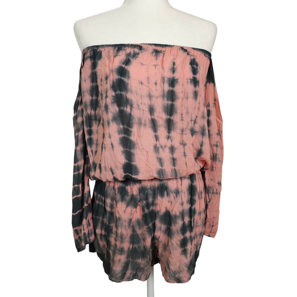 NWT Surf Gypsy Tie Dye Pink Gray Cold Shoulder Romper S
